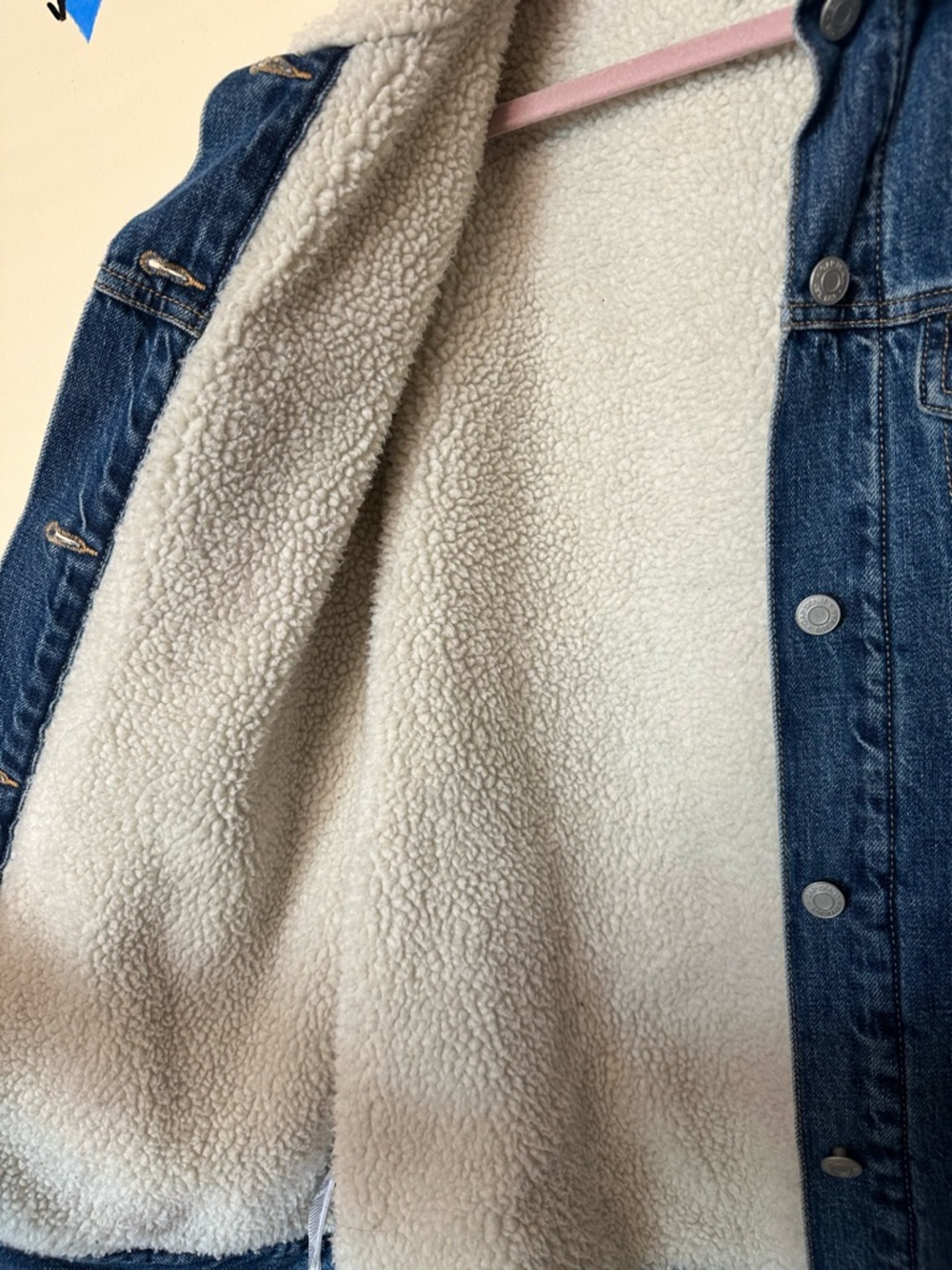 GAP Denim Jacket with Cream Sherpa Collar - Picture 4 of 5